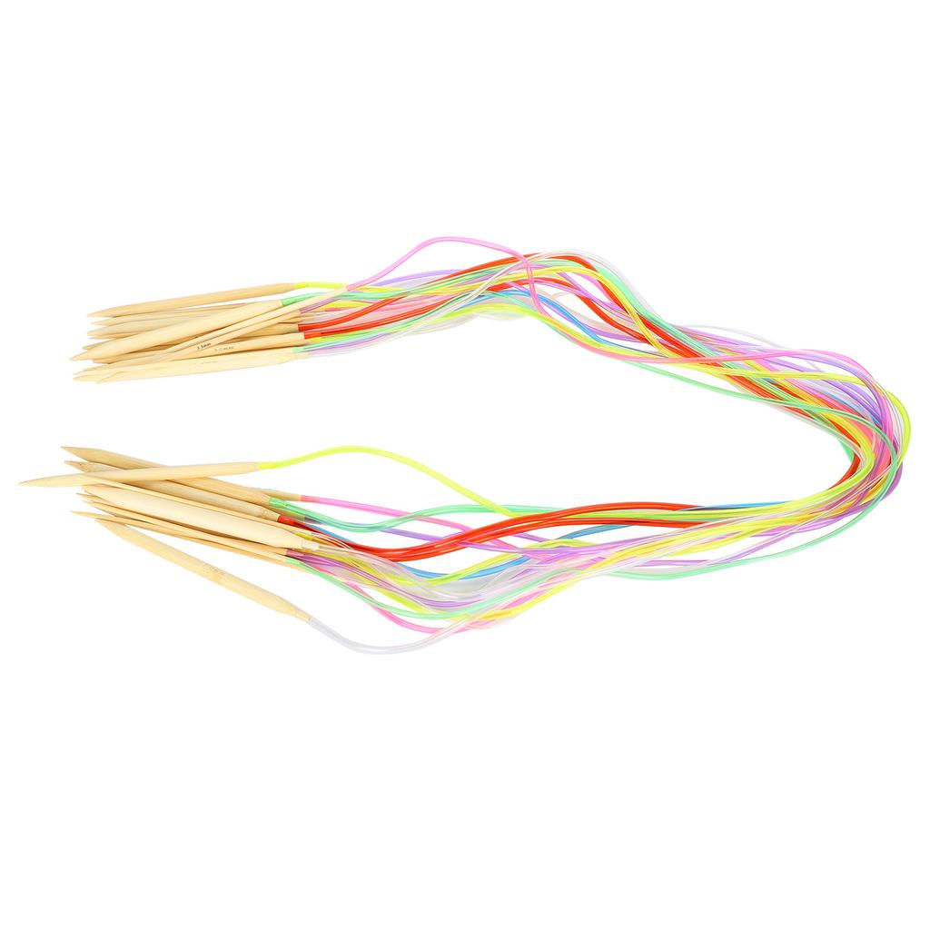18 шт. круговых спиц с двойным острием из бамбука, цветной трубчатый инструмент для рукоделия с набором аксессуаров(100см