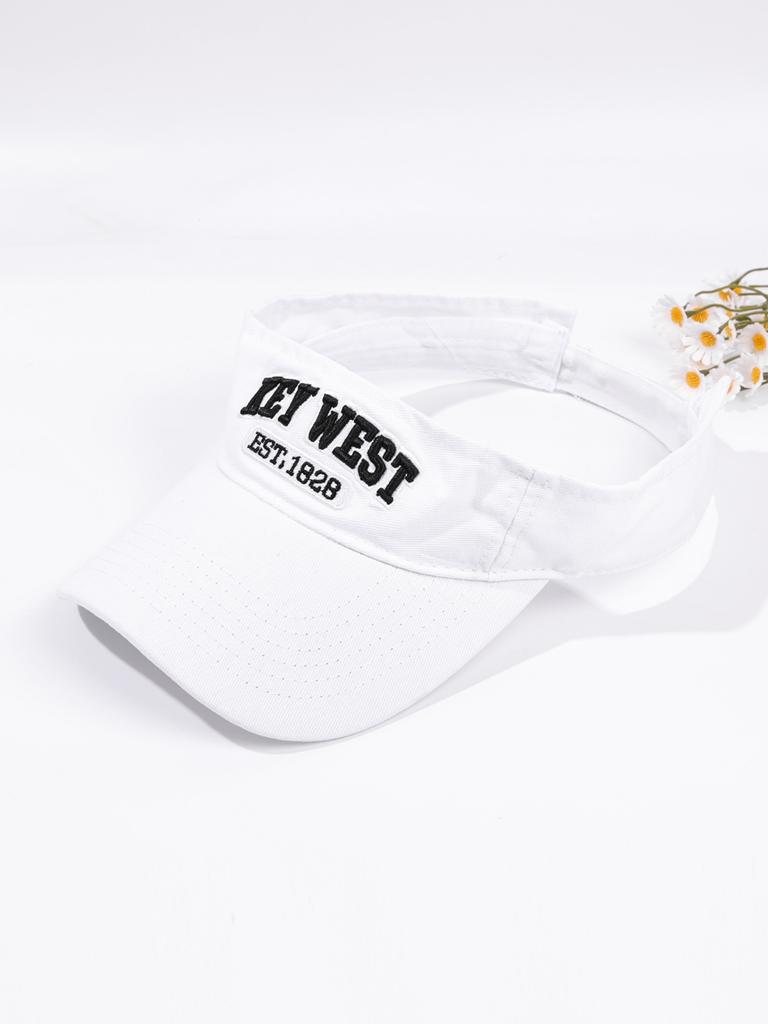 Retro Embroidered Letters Hollow Top Hat & Sun Protection Duckbill Hollow Top Cap - Breathable Sun Hat for Women/Men