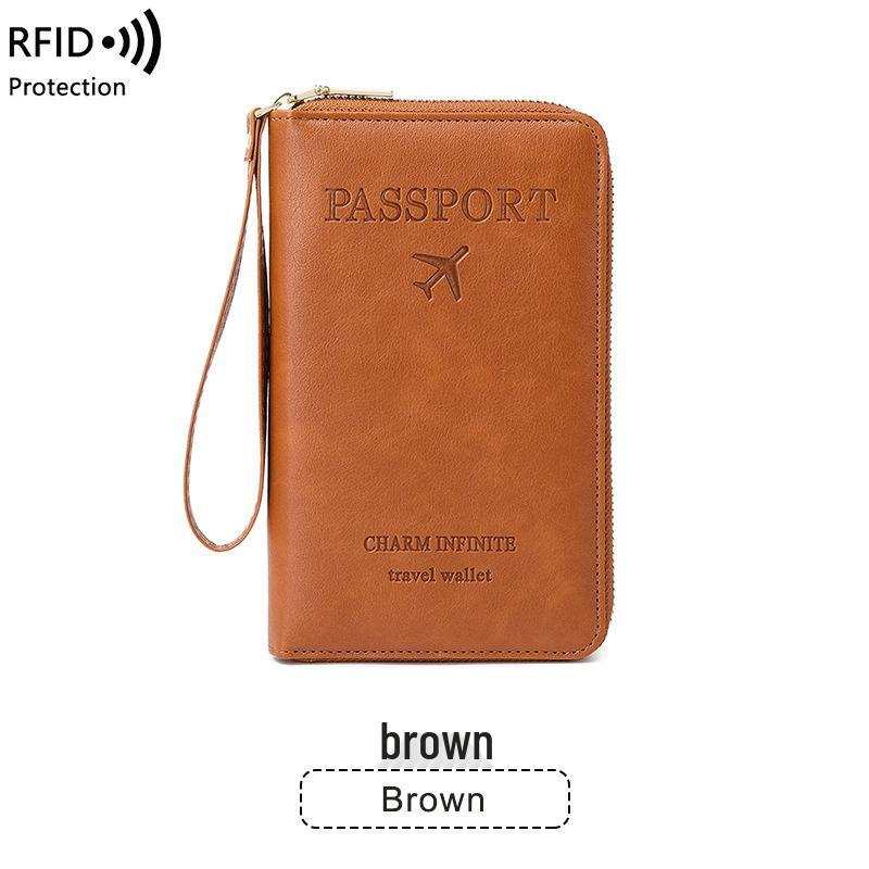 Multifunctional RFID Passport Holder & Travel Wallet with Ticket Storage and Zipper