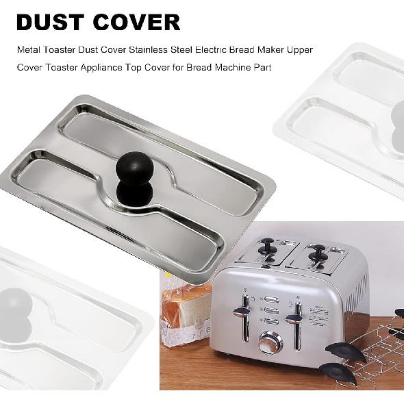 UOIENRT 2 Slice Toaster Dust Cover, Stainless Toaster Appliance Top Cover, Steel Electric Bread Maker Upper Cover for Bread Machine (6 x 4 Inch)