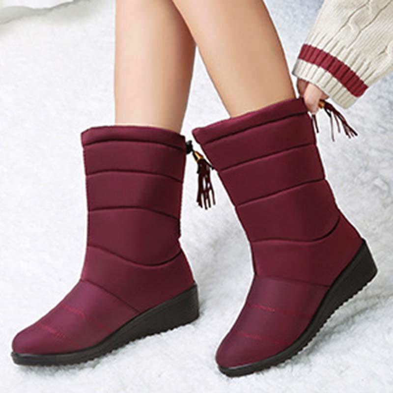 Snow Women Boots Flat Shoes Woman Warm Ladies Shoes Zipper Women's Boots Soft Comfortable Women's Winter Shoes Botas Mujer