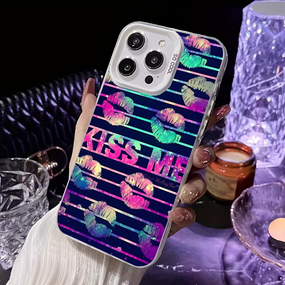 Kiss Lips Cute White Translucent Mobile Phone Case for iPhone 17 16 15 14 13 12 11 X XR XS Air Pro Max Plus Colorful Cover