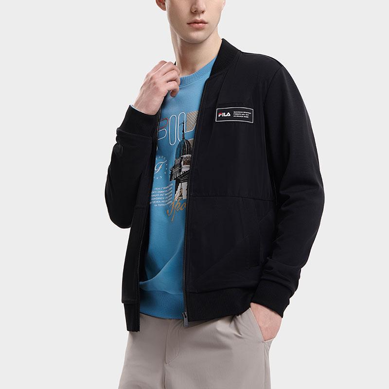 Fila Логотип Повседневная трикотажная куртка Мужские куртки Черный F11M338501ABK