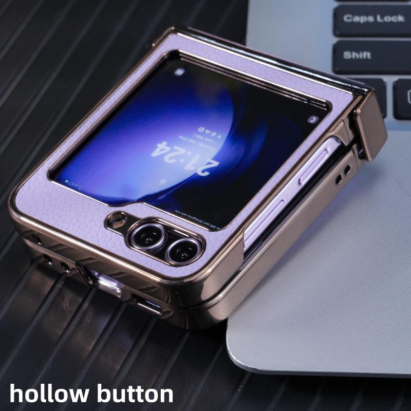 Премиальный магнитный чехол с текстурой кожи личи для Samsung Z-Flip7 и Z-Flip6 - Защита от падений, складной