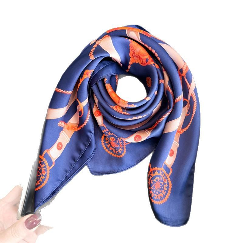 New decorative simulation silk printing silk scarf square scarf high-end shawl sunscreen neck professional scarf headscarf scarf
