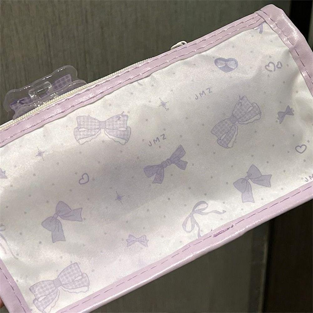 Transparent Pen Bag Bow Storage Bag Cute Stationery Bag  for Students