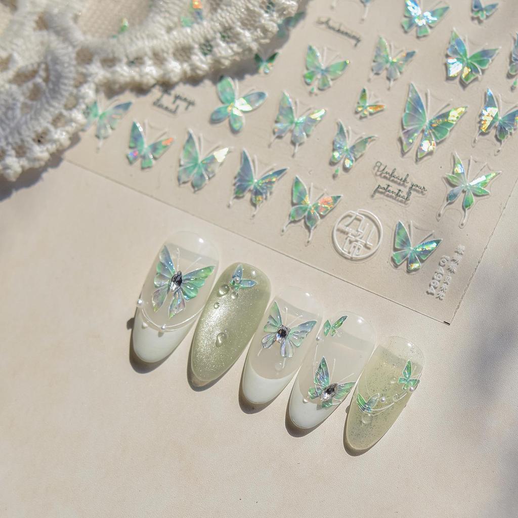 Томони Ретро Металлические Наклейки для Ногтей: Блестящая бабочка, смешанные стили, японская канцелярия