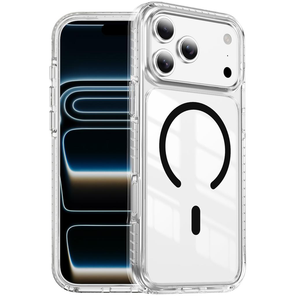 Сильный магнит 12N Чехол MagSafe для iPhone 12 13 14 15 16 17 Pro Max 4 Подушка безопасности Ударопрочный Прозрачный Защита от пожелтения Чехол для беспроводной зарядки