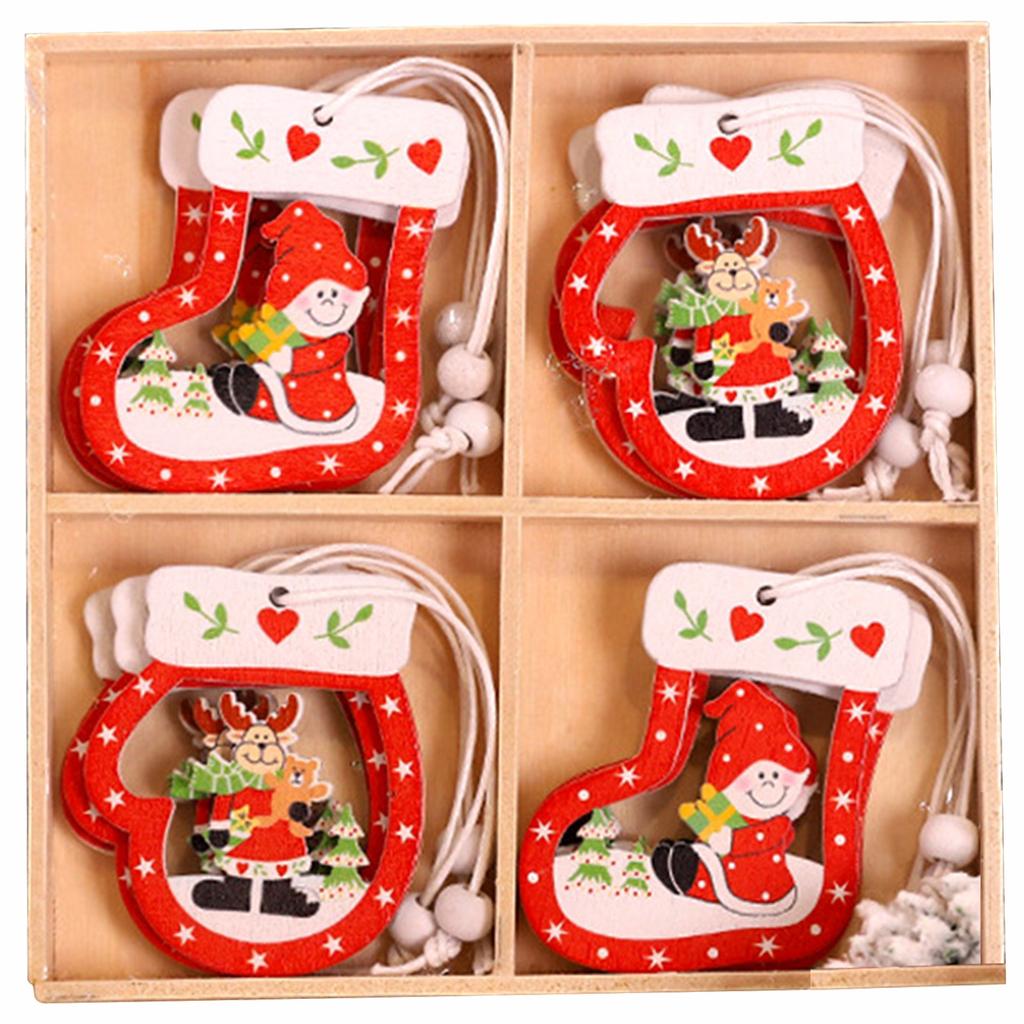 Рождественские украшения Креативные деревянные подвески DIY Мини-украшения для елки