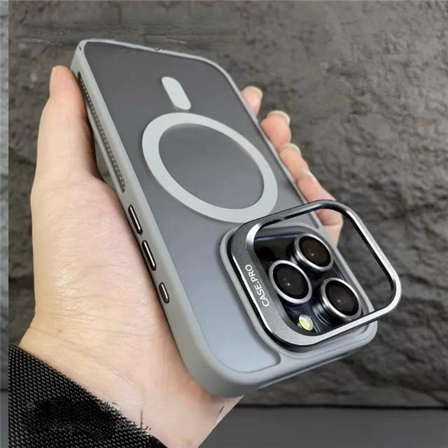 Роскошный матовый чехол для iPhone 15 Pro Max с магнитным креплением Magsafe для iPhone 11 12 13 14 16 Plus, защитная крышка с подставкой-держателем для объектива