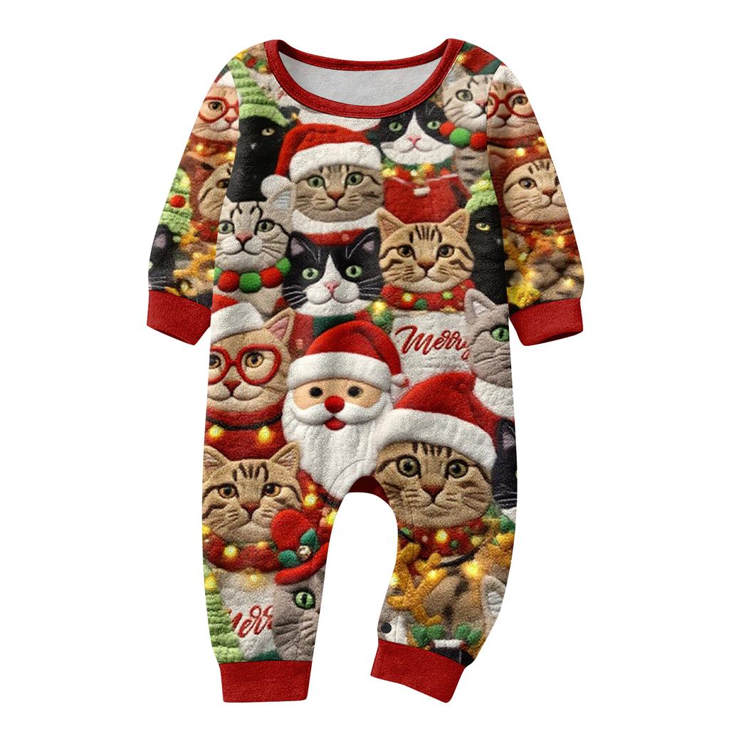 Matching Family Christmas Print Flannel Homewear Set Long-Sleeve Top And Pants