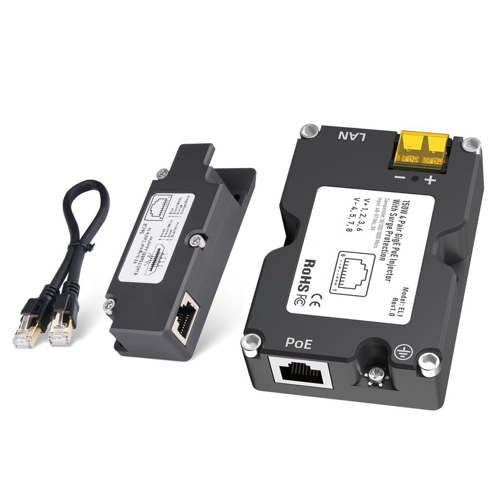 Инжектор PoE 150 Вт DC48?Инжектор питания через Ethernet 57 В 3 А и комплект адаптеров Dishy V2 - RJ45