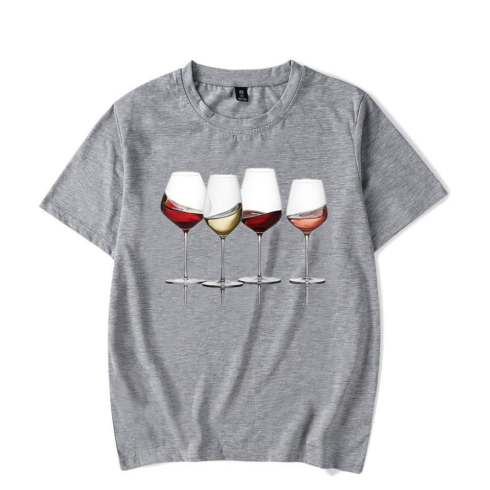 Футболки с винным принтом для женщин, летние повседневные футболки с круглым вырезом, футболки с короткими рукавами, модная футболка