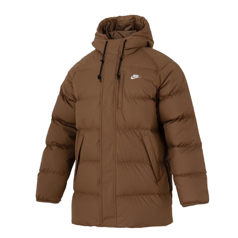 Nike Water-Resistant Hooded Duck Down Outdoor Warm Casual Jacket Men Jacket Mousse-Forest-Brown IB2974-235