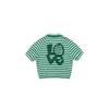 BALBI Love Striped Puff Sleeve Collared Short Sleeve Tee