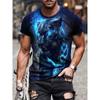 3D Dragon Print Fashion Мужская футболка Повседневная мужская с коротким рукавом Летняя уличная мужская футболка для фитнеса и спорта