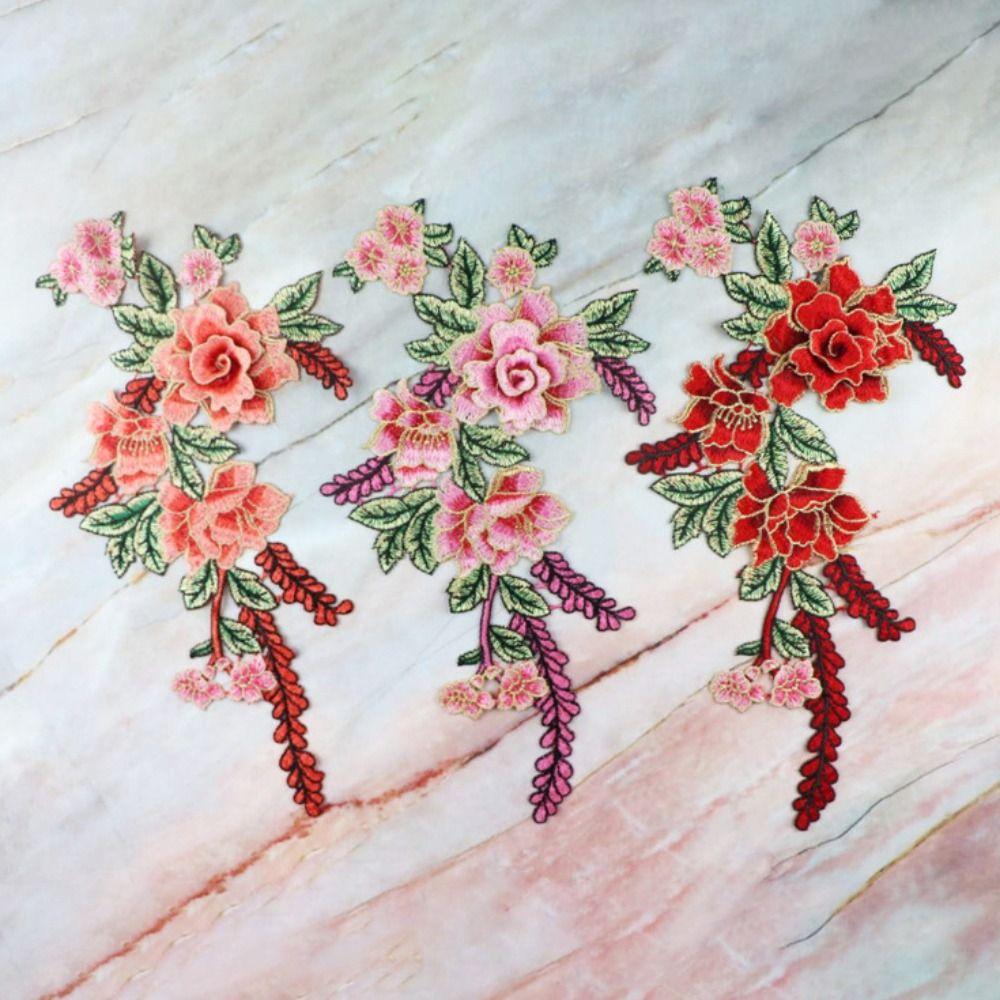 38*20CM Embroidery Flower Patch DIY Handmade Sew On Patch Fashion Embroidery Floral Applique  Jeans