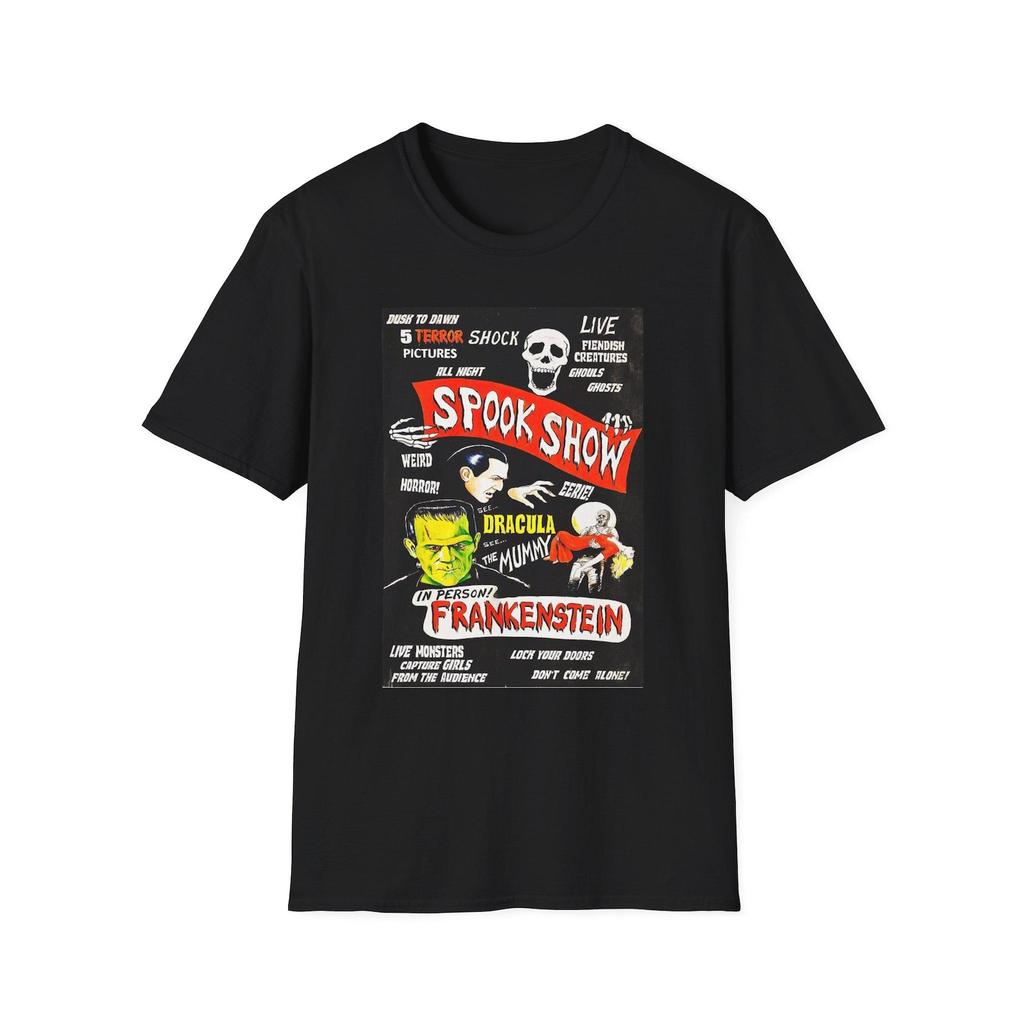 Spook Show Horror Poster T-Shirt | Dracula Frankenstein Skull Retro