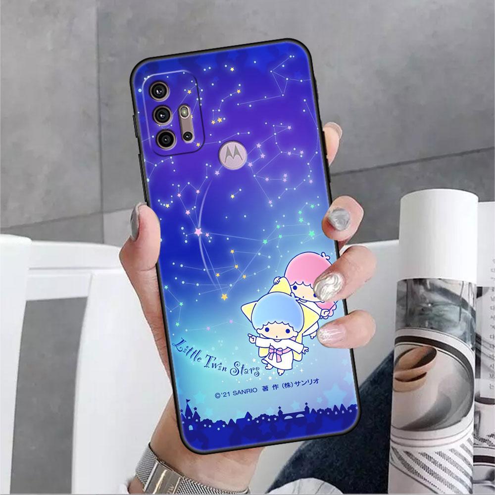 Милый чехол LittleTwinStars для Motorola G30 G60 Edge 20 G9 G22 G8 Power G31 G500 G50 30 Pro, черные мягкие чехлы для телефона