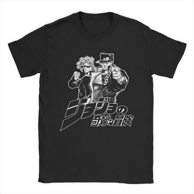 Jojo Bizarre Adventure Аниме Мужская футболка Уникальные футболки с коротким рукавом и круглым вырезом Хлопковая одежда больших размеров