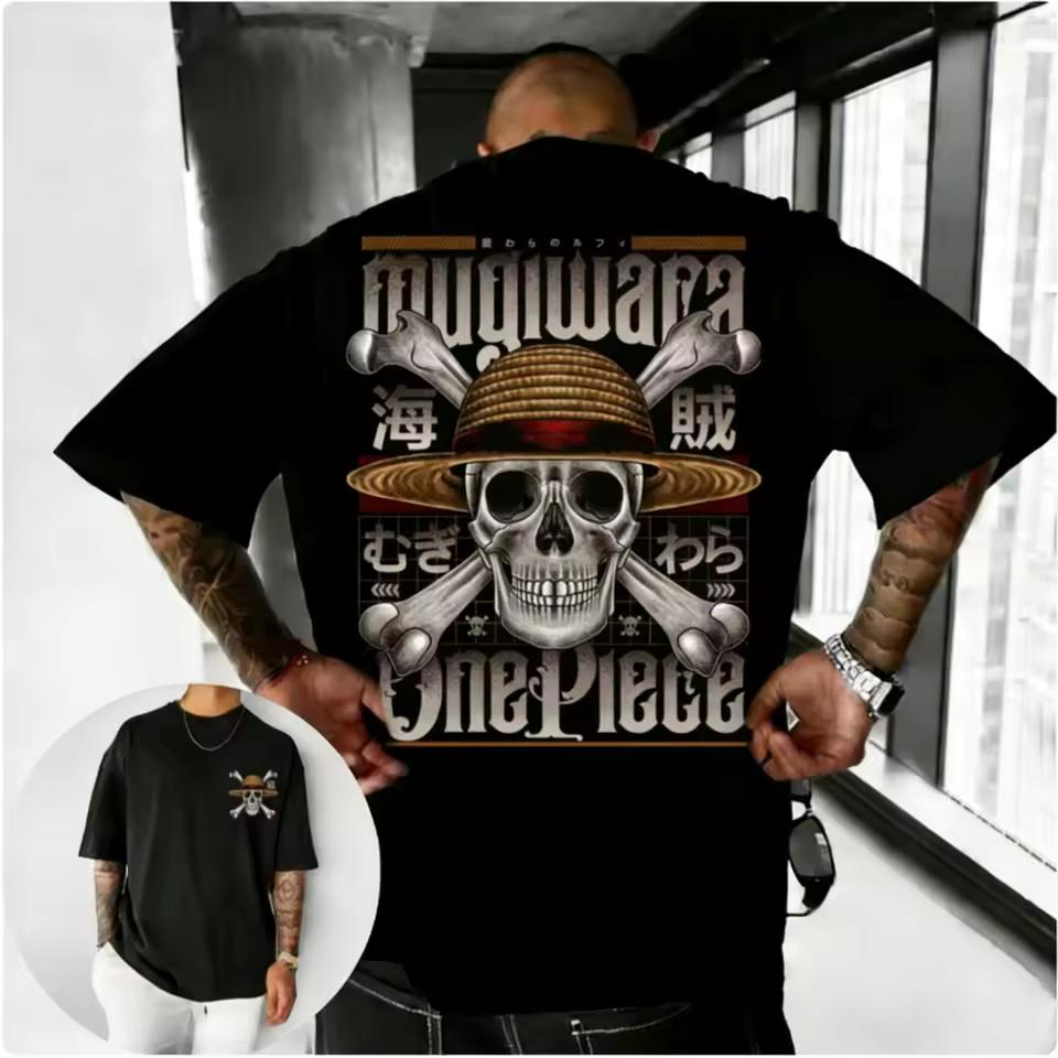 One Piece Anime Straw Hat Skull Printed T shirt Men's and Women's T shirt Men's Top Sports T shirt Men's T shirt Summer Tee 2026