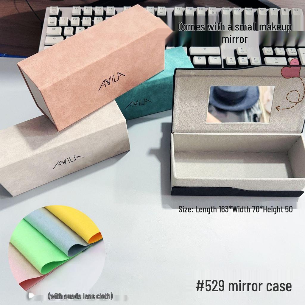 Multi-color Anti-slip Eyeglass Case with Chain and Cloth for Prescription and Reading Glasses