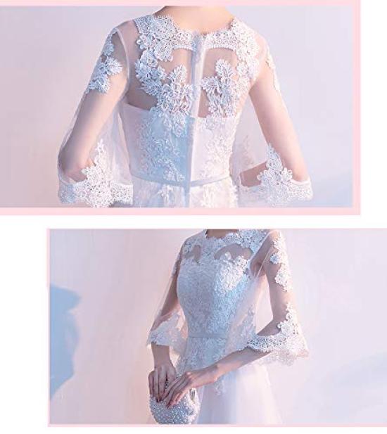 Милое свадебное платье для вечеринки, платье невесты с длинным белым платьем размера [Ominefans], платье в стиле принцессы, рукава, платье, (Белый удлиненный А-силуэт, M)