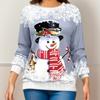 Women's Blouse Round Neck Christmas Print Loose Long Sleeve Top