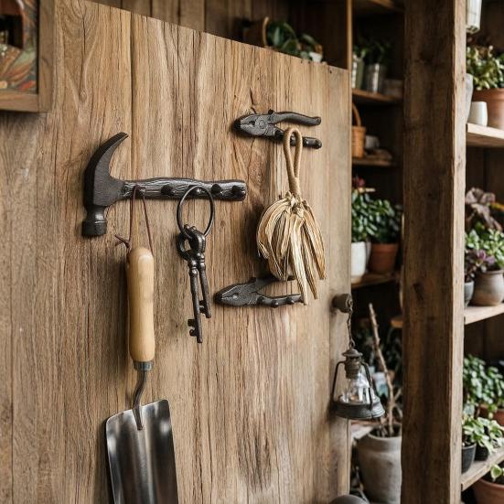 Wrench Hammer Cast Iron Metal Wall Hook Rustic Vintage Wall