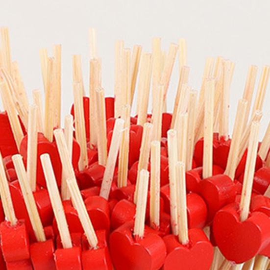 100 шт одноразовые выборки для десертов с сердечками из бамбука, закуски для барбекю, фуршеты для помещений