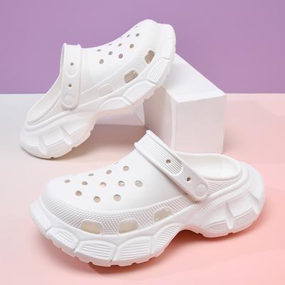 Летние толстоподошвенные ЭВА дырчатые туфли женские маленького размера с увеличением роста крутые тапочки нескользящие, дезодорирующие и дышащие сандалии