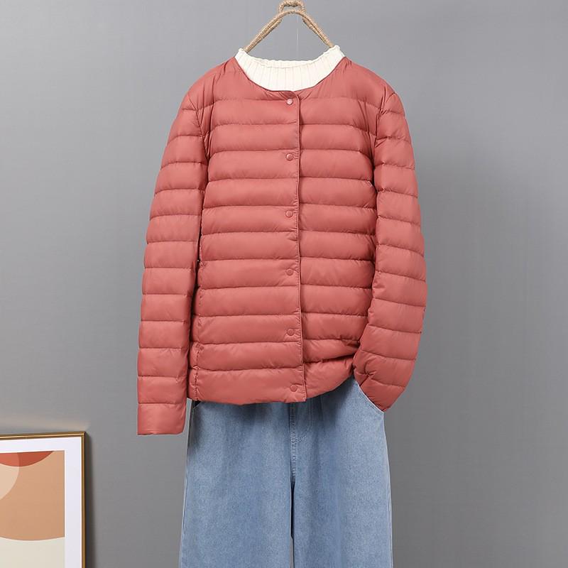 2024 Women's Slim Lightweight Down Jacket - Short, Round Neck, Warm Inner Layer, Trendy Plus Size Outerwear