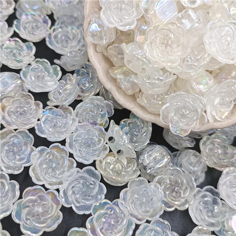20 шт. AB цветные бусины с цветком, подвески с двойным отверстием, акриловые свободные бусины, фурнитура ручной работы для изготовления ювелирных изделий