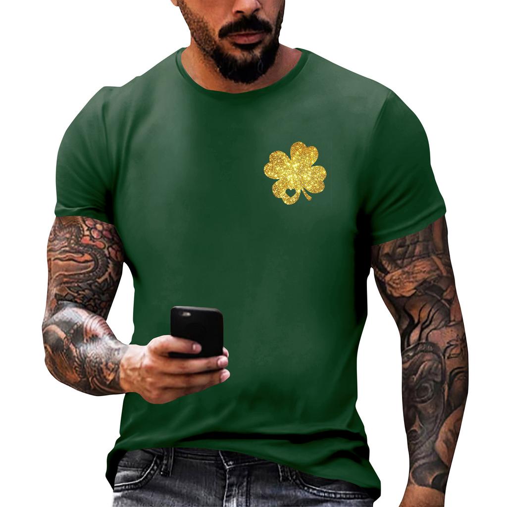 Улица. Принт ко Дню Патрика - мужская повседневная футболка с круглым вырезом и короткими рукавами