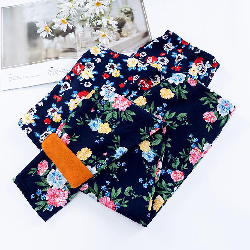 Женские зимние брюки из бархата с цветочным принтом: Ветрозащитный, верблюжья шерсть, защита талии, супермягкий хлопок для людей среднего и пожилого возраста