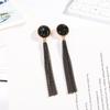 Creative Black Crystal Party Accessories Round Fashion Tassel Dangle Earrings Jewelry Ear Studs