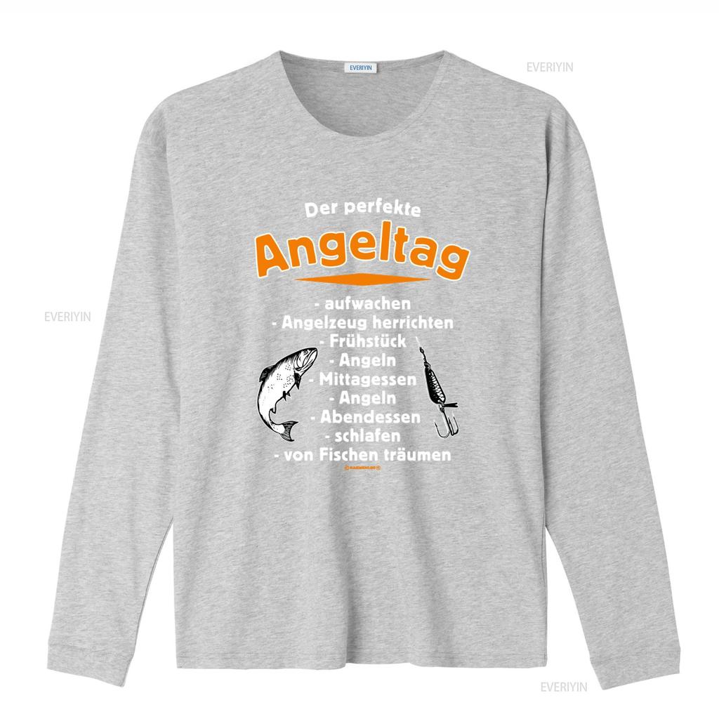 Mens Angler T Shirt The Perfect Fishing Day Funny Sayings Activities Design vintage Washed graphic Unisex homme Slightly Soft