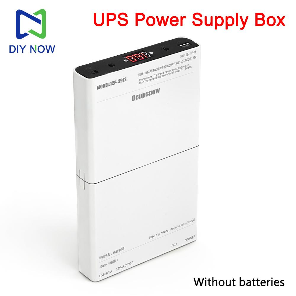 Блок бесперебойного питания DC UPS на 12 слотов 18650, источник питания UPS 5V 9V 12V 24V, регулируемый держатель для аккумуляторов, DIY-комплект для роутера, модема, NAS, камеры, без пайки