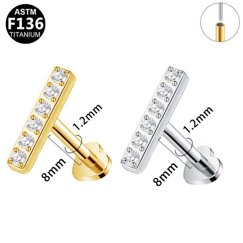 136 Titanium Piercing Labret Flatback Gaby Threadless Cartilage Earring Lip Ring Jewelry 16G ASTM F136