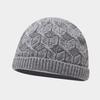 Autumn and winter rhombus grid simple jacquard knitted landlord hat men's and women's outdoor solid color crimped warm wool hat