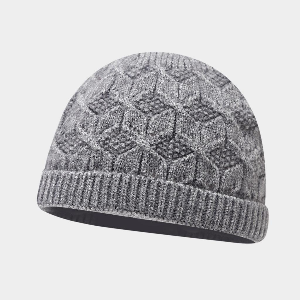 Autumn and winter rhombus grid simple jacquard knitted landlord hat men's and women's outdoor solid color crimped warm wool hat