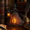 Halloween Witch Light Lamp Decoration, Gothic Holding Lantern Light, Tabletop Spooky Night for Holiday Party Decor