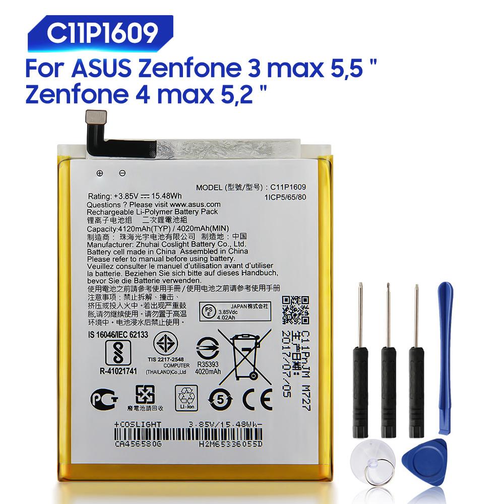 Сменный аккумулятор телефона для ZenFone 4 Max 5,2 дюйма; ZC520KL ASUS ZenFone 3 Макс 5,5 дюйма; ZC553KL X00DDA C11P1609 4120 мАч