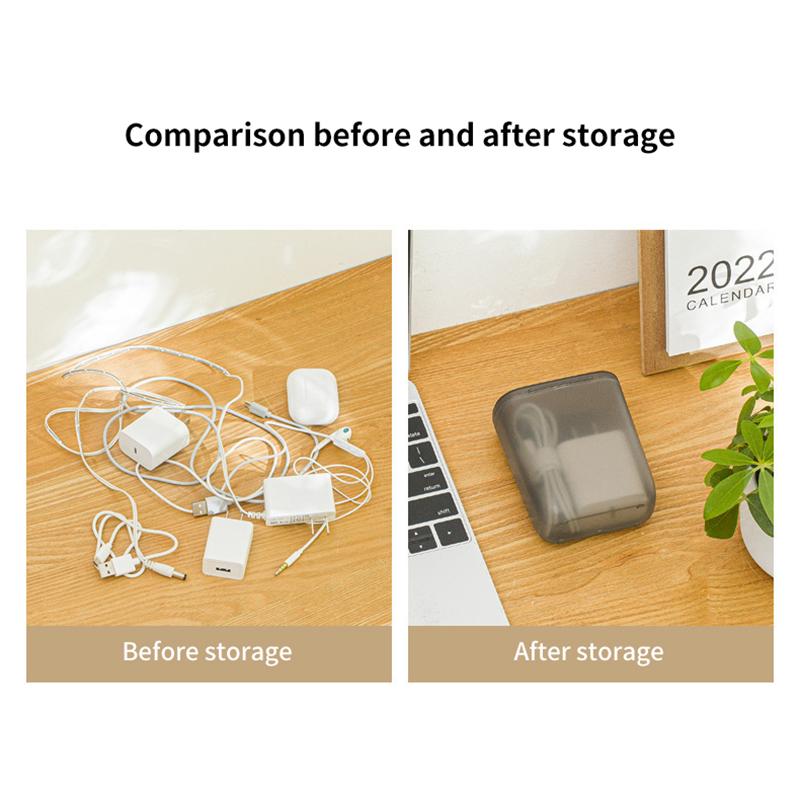 Настольный пылезащитный ящик для хранения кабеля данных с крышкой, коробка для зарядки мобильного телефона, прозрачный контейнер для кабеля и провода, коробка для офиса и дома