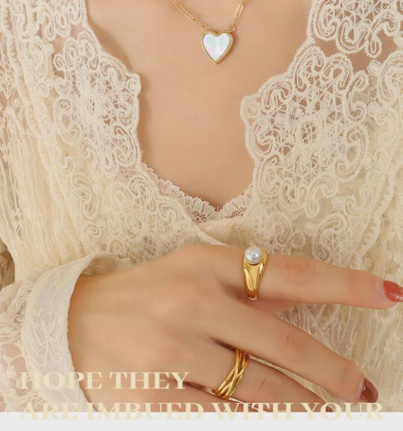 Ожерелье в корейском стиле с белыми ракушками в форме сердца, титановая сталь с 18-каратным золотым покрытием, женская ключичная цепочка (П929)