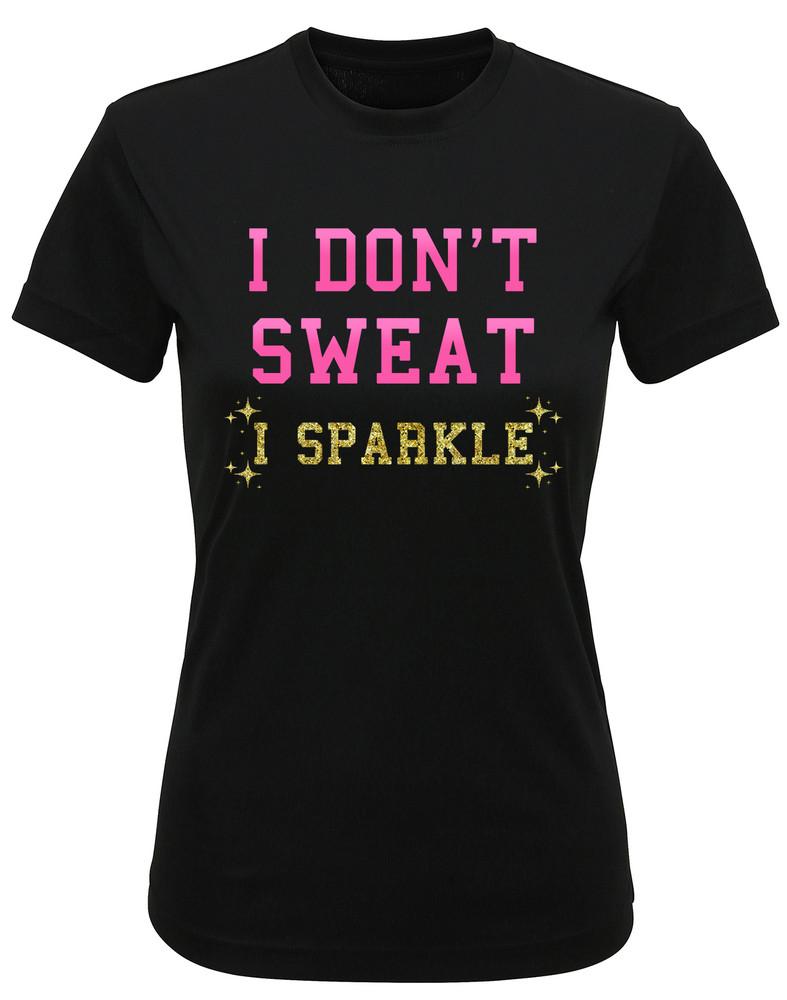 Женская переработанная футболка для тренировок I Dont Sweat I Sparkle Смешная для бега TriDri