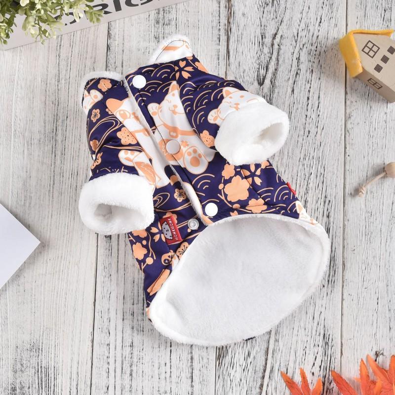 Warm Winter Dog Coat Small Medium Breeds Samoyed Golden Retriever Fleece Lined Chinese Style Pet Clothing