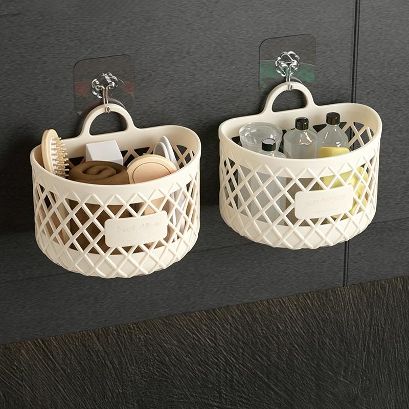Xiaomi No Drill Hanging Storage Basket Drainage Shelf Hollow Out Kitchen Storage Basket Plastic Multifunctional Bathroom Organizer