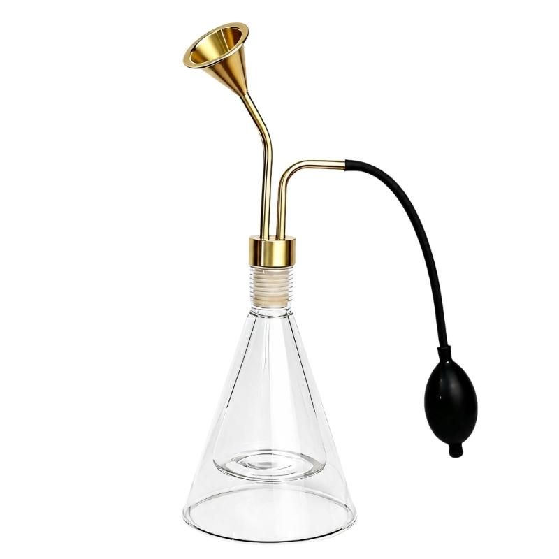 Glass Scent Sampling Bottle with Hand-Operated Bulb and Clear Conical Body for Coffee, Tea, and Perfume Evaluation
