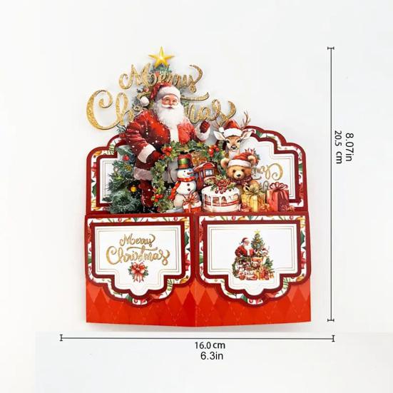 Christmas Pop Up Card 3D Folding Greeting Cards Funny Santa Snowman Bear Holiday Gift Card for Xmas Party Favors